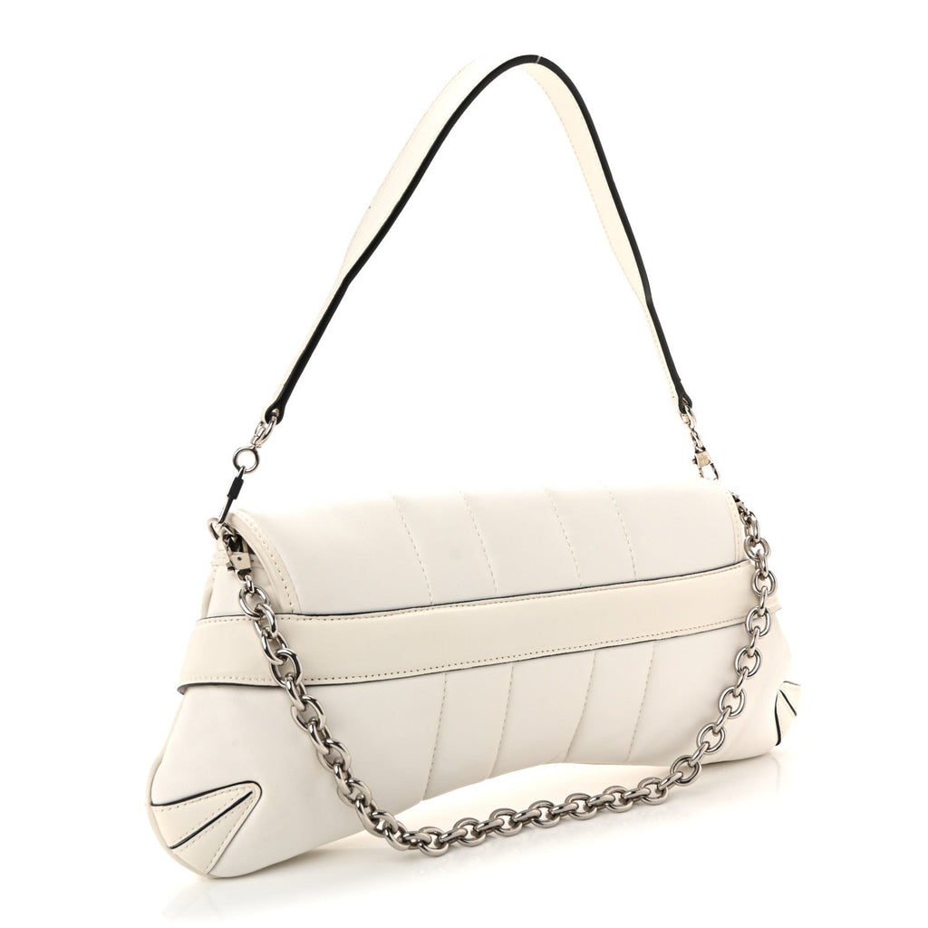 Nappa Vertical Matelasse Medium Maxi Horsebit Chain Shoulder Bag Mystic White