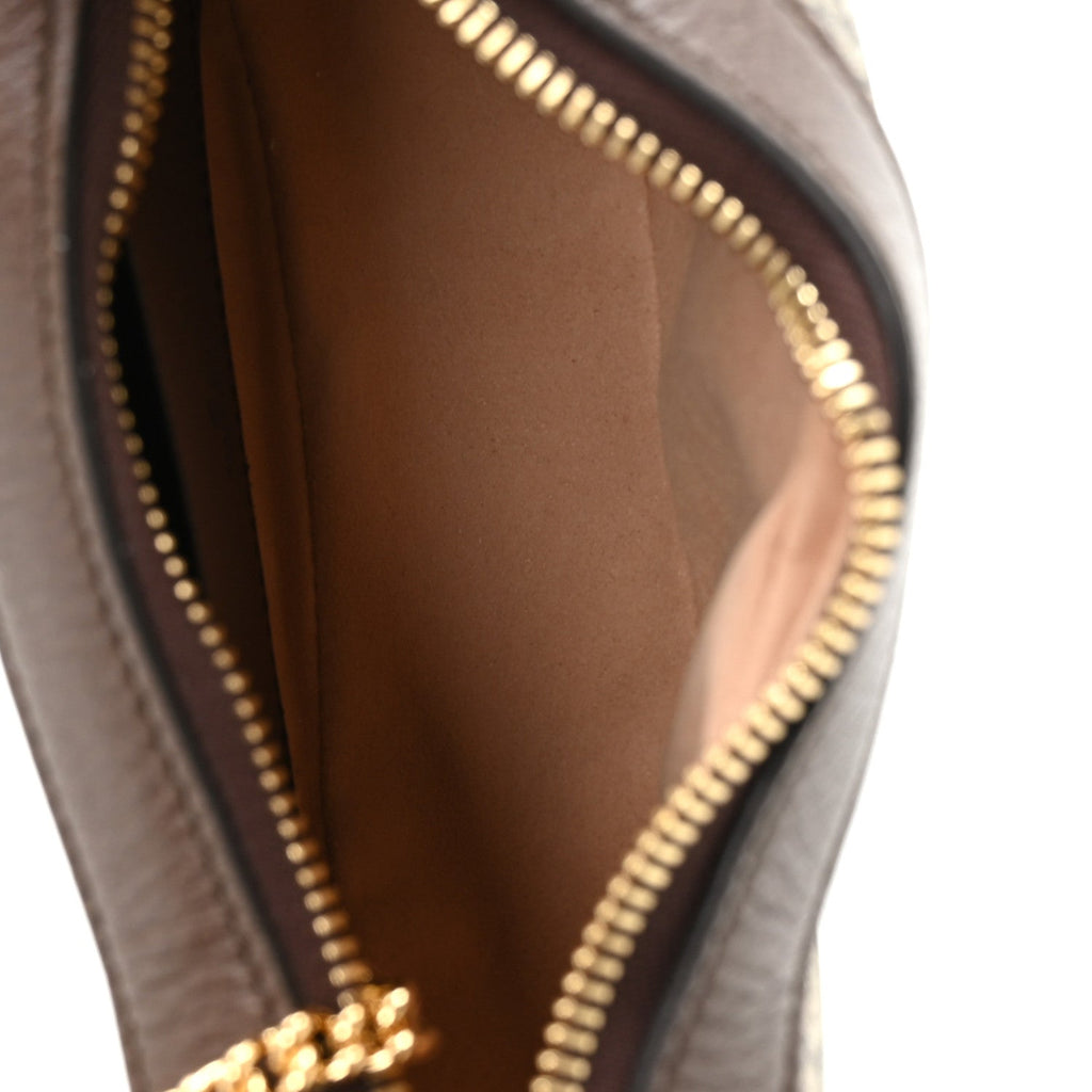 GG Supreme Monogram Textured Calfskin Web Mini Ophidia Half Moon Hobo Beige Ebony New Acero