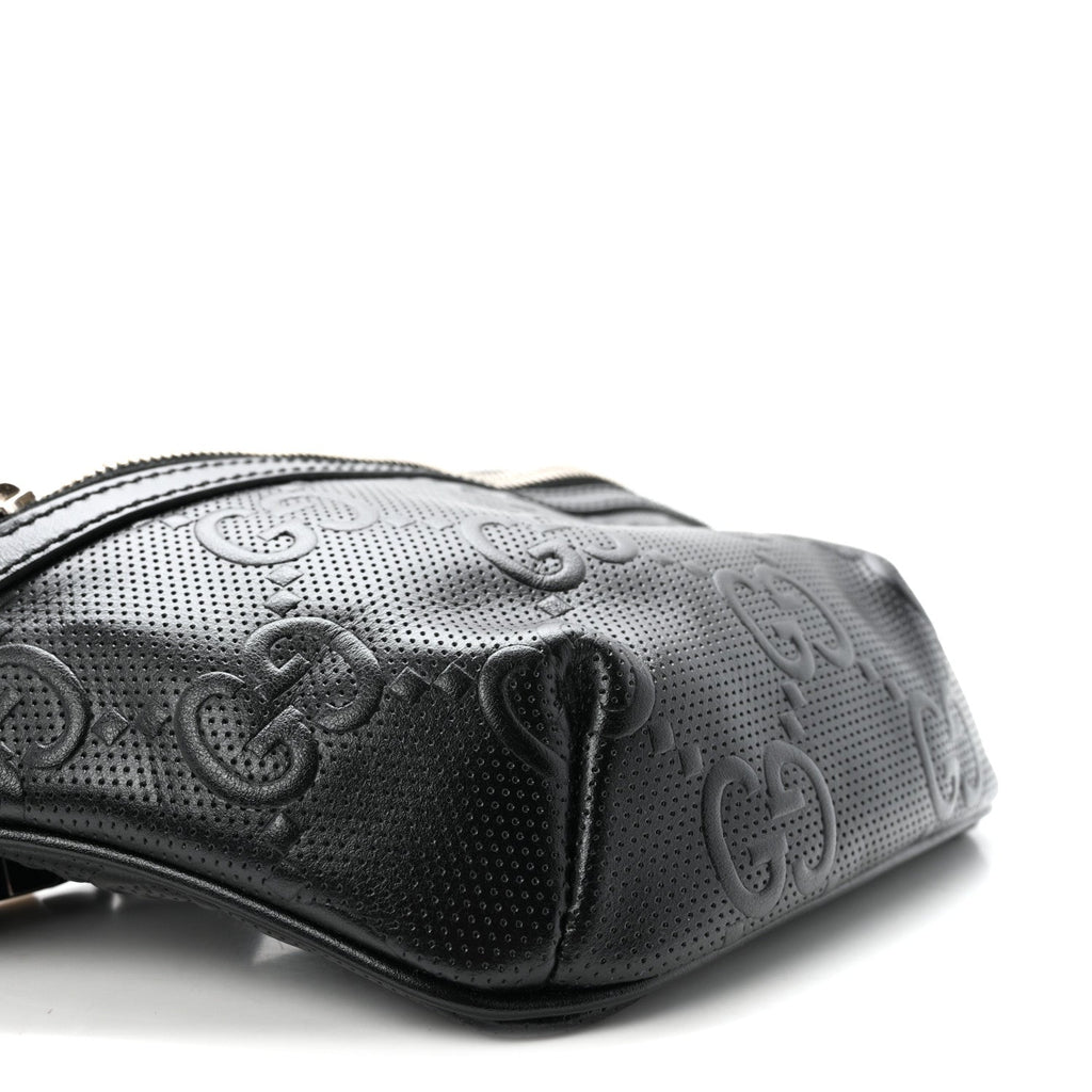 Calfskin GG Tennis Embossed Belt Bag Black