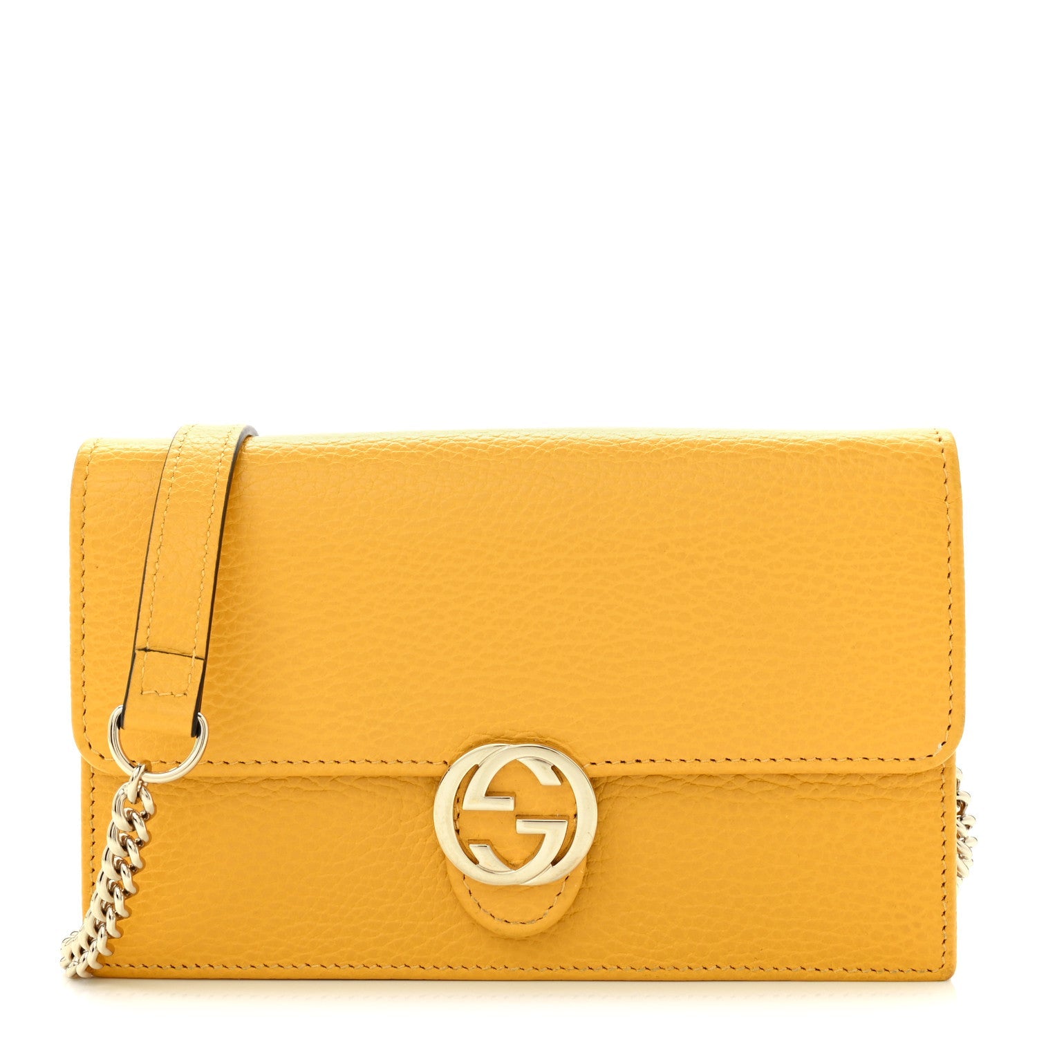 Dollar Calfskin Interlocking G Chain Wallet New Buttercup