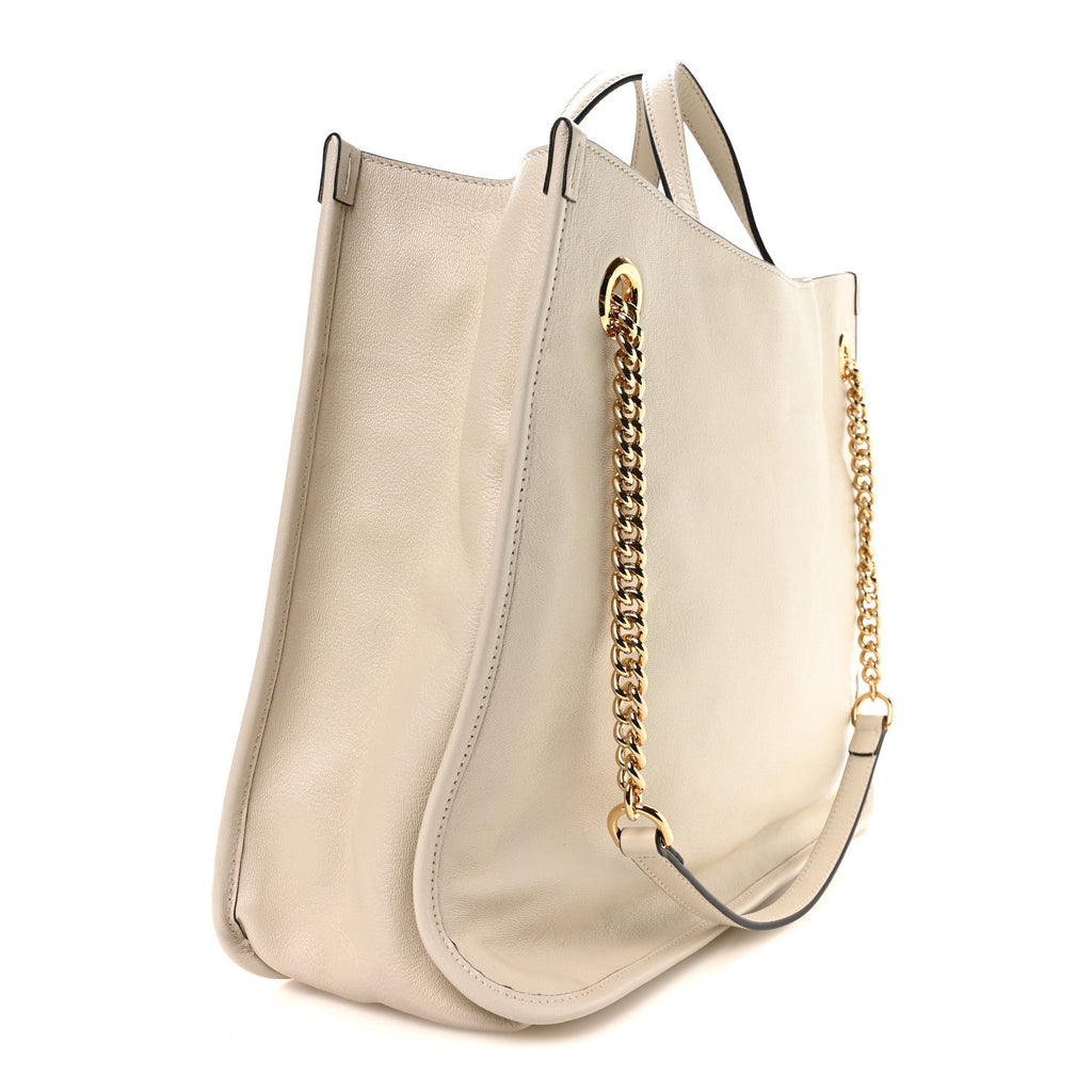New Sakai Calfskin Lux Large Horsebit 1955 Tote Bag Mystic White