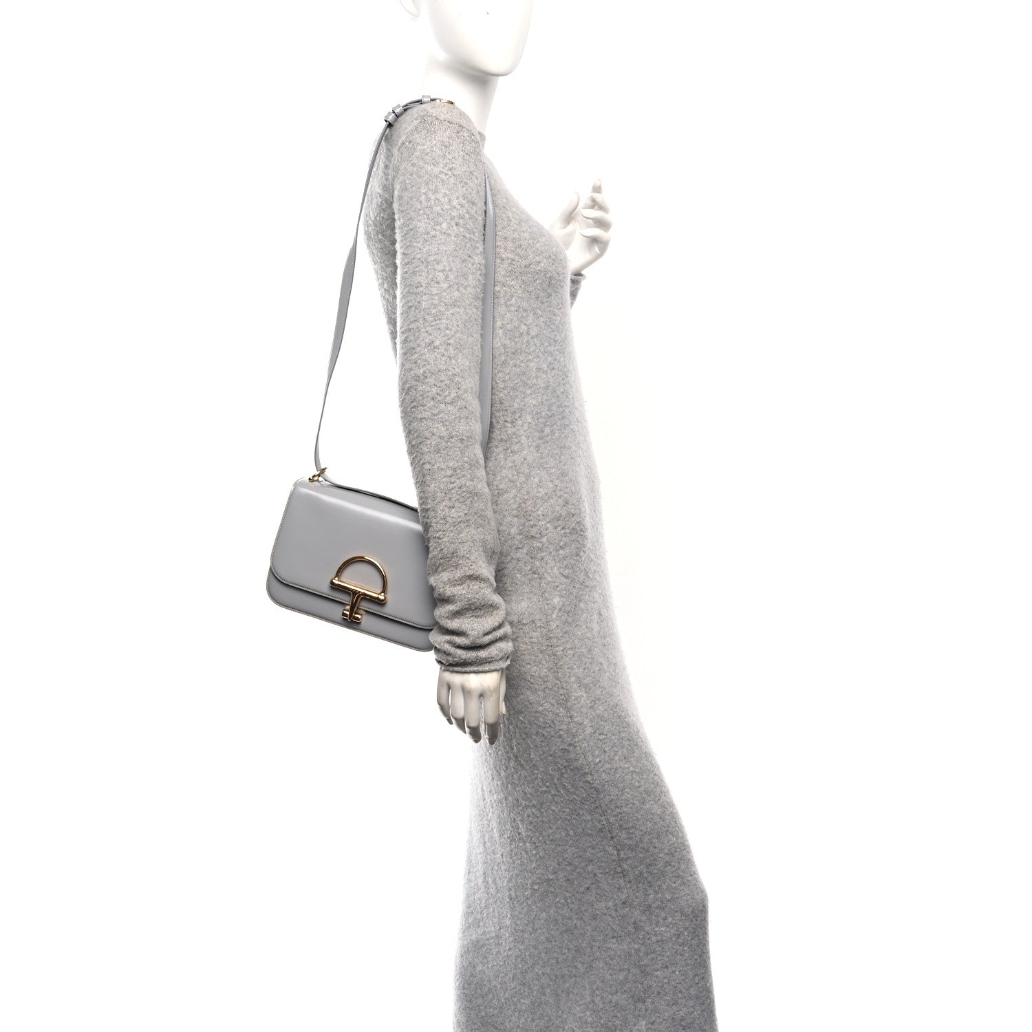Calfskin Siena Small Shoulder Bag Grey