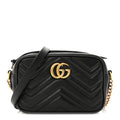 Calfskin Matelasse Mini GG Marmont Chain Shoulder Bag Black