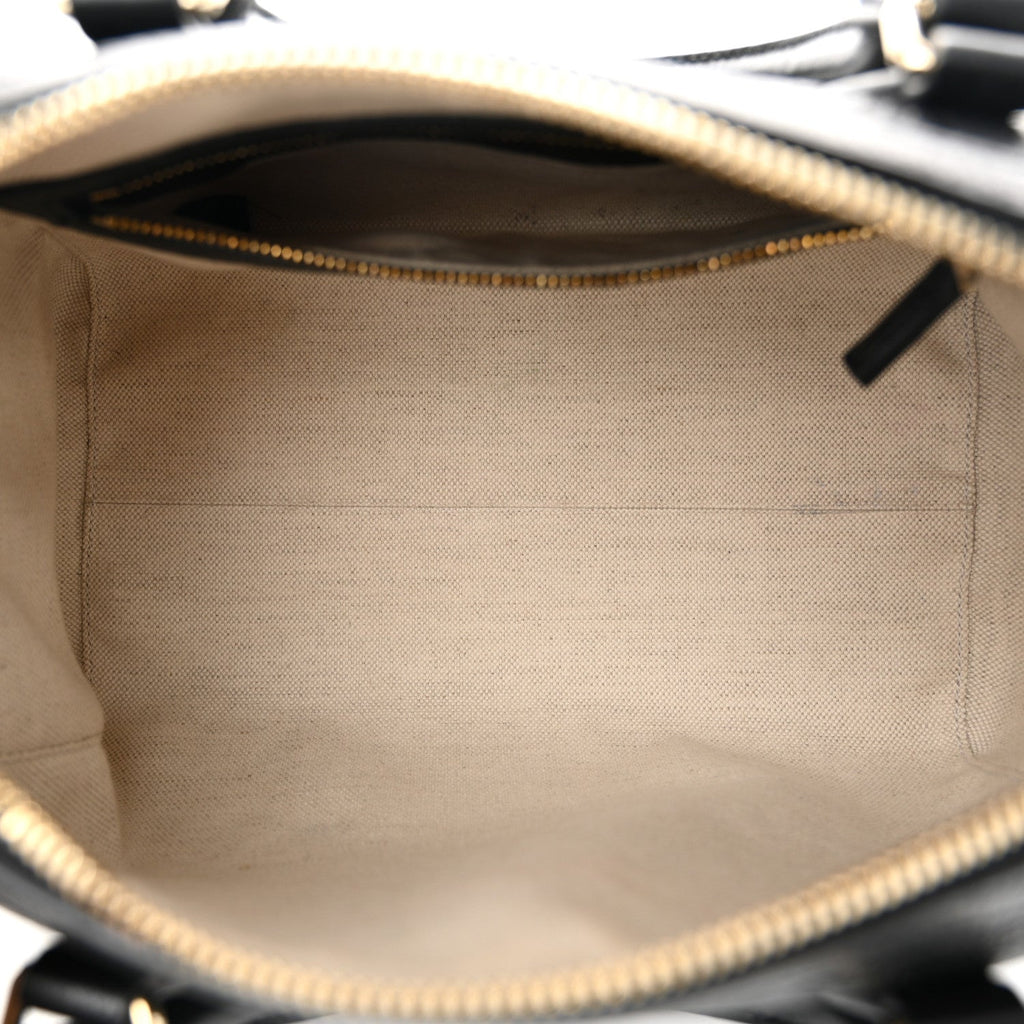 Calfskin GG Emblem Small Top Handle Bag Black