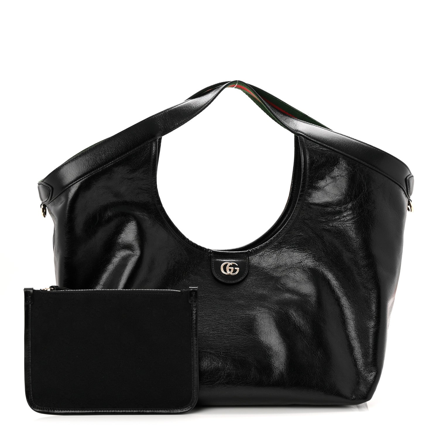 Soft Glossy Calfskin Large Giglio Tote Black