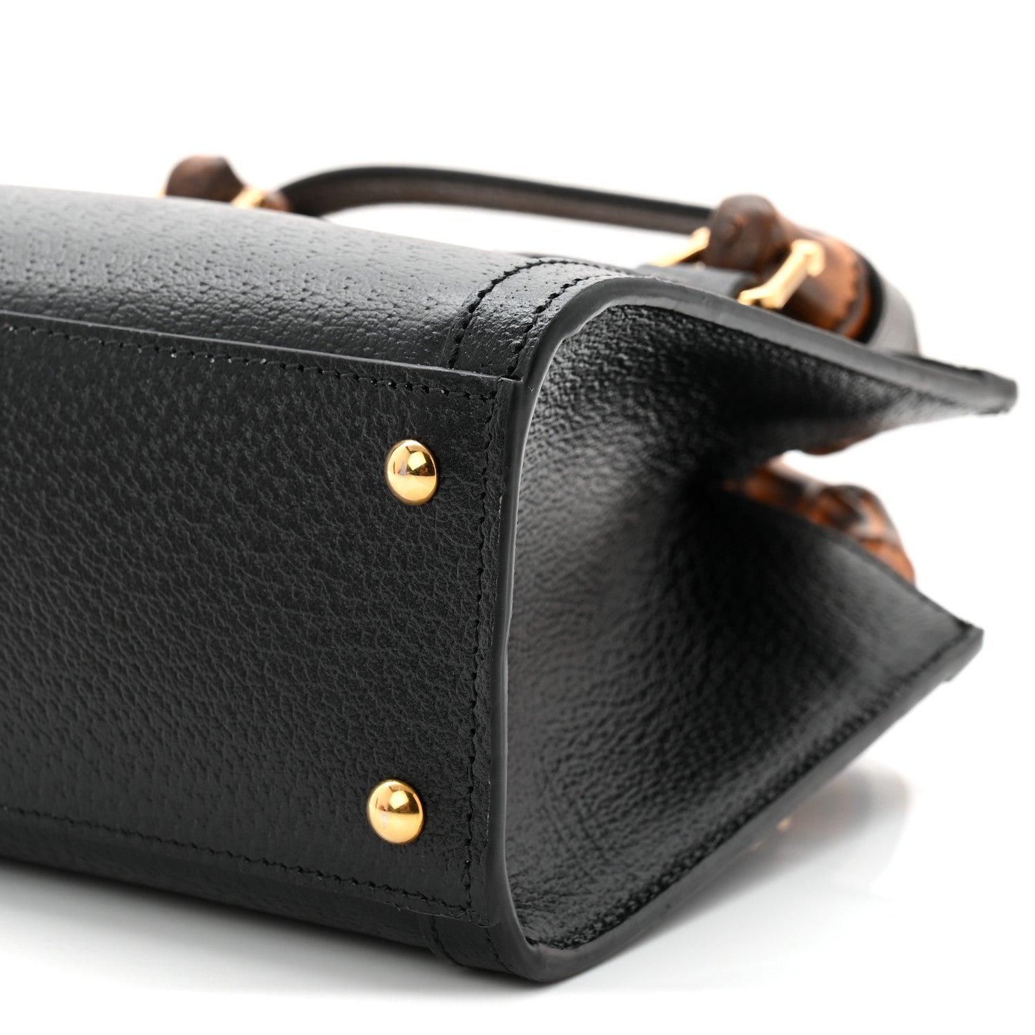 Textured Dollar Calfskin Web Mini Diana Tote Bag Black