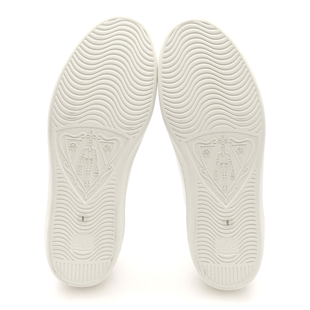 Calfskin Interlocking G Perforated Mens Ace Sneakers 8 White Grey Sky
