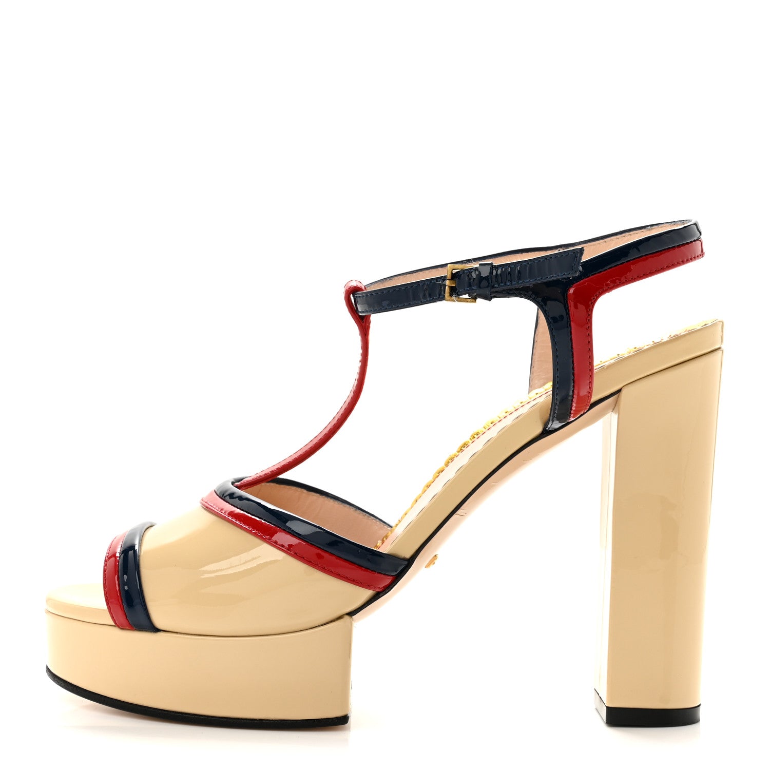 Patent Millie Platform Ankle Strap Sandals 39 Red Blue Agata Sandstorm