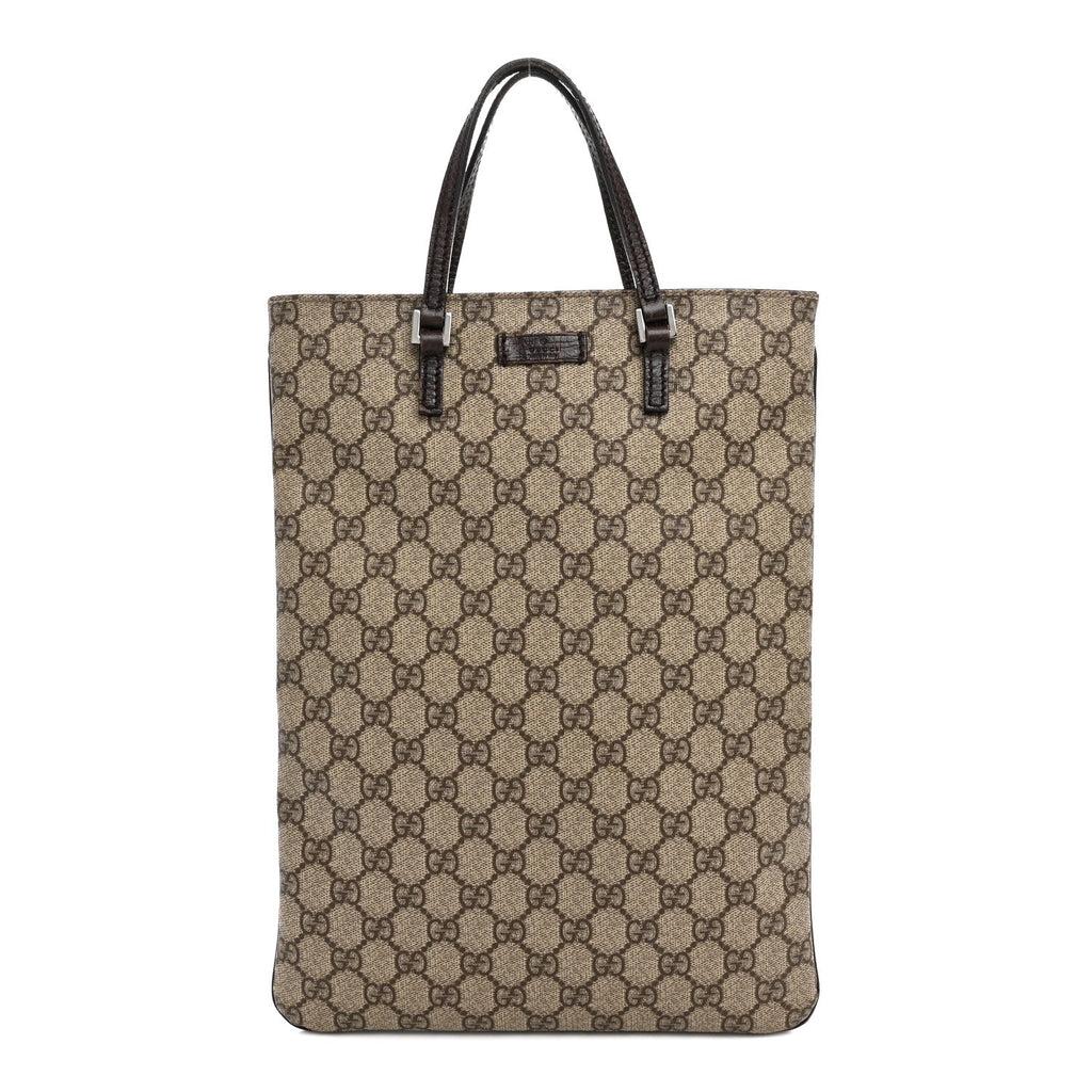 GG Plus Monogram Flat Vertical Tote Dark Brown