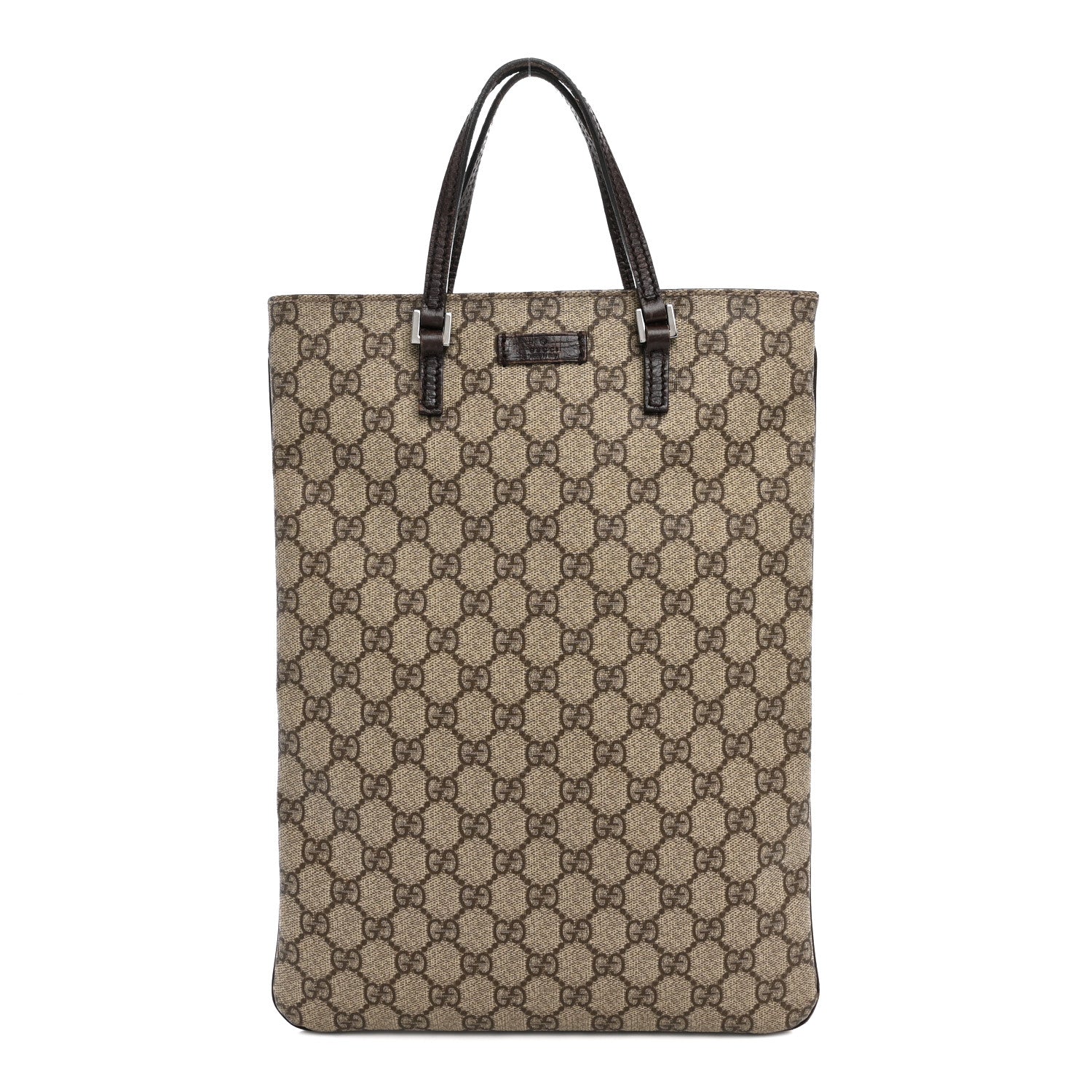 GG Plus Monogram Flat Vertical Tote Dark Brown