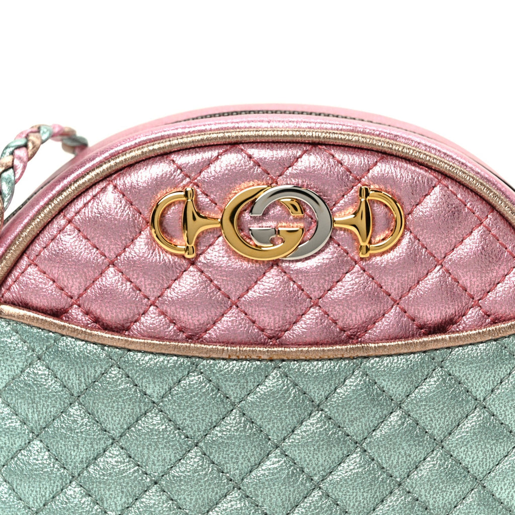 Laminated Nappa Trapuntata Mini Zumi Dome Shoulder Bag Rosa Lago Rame