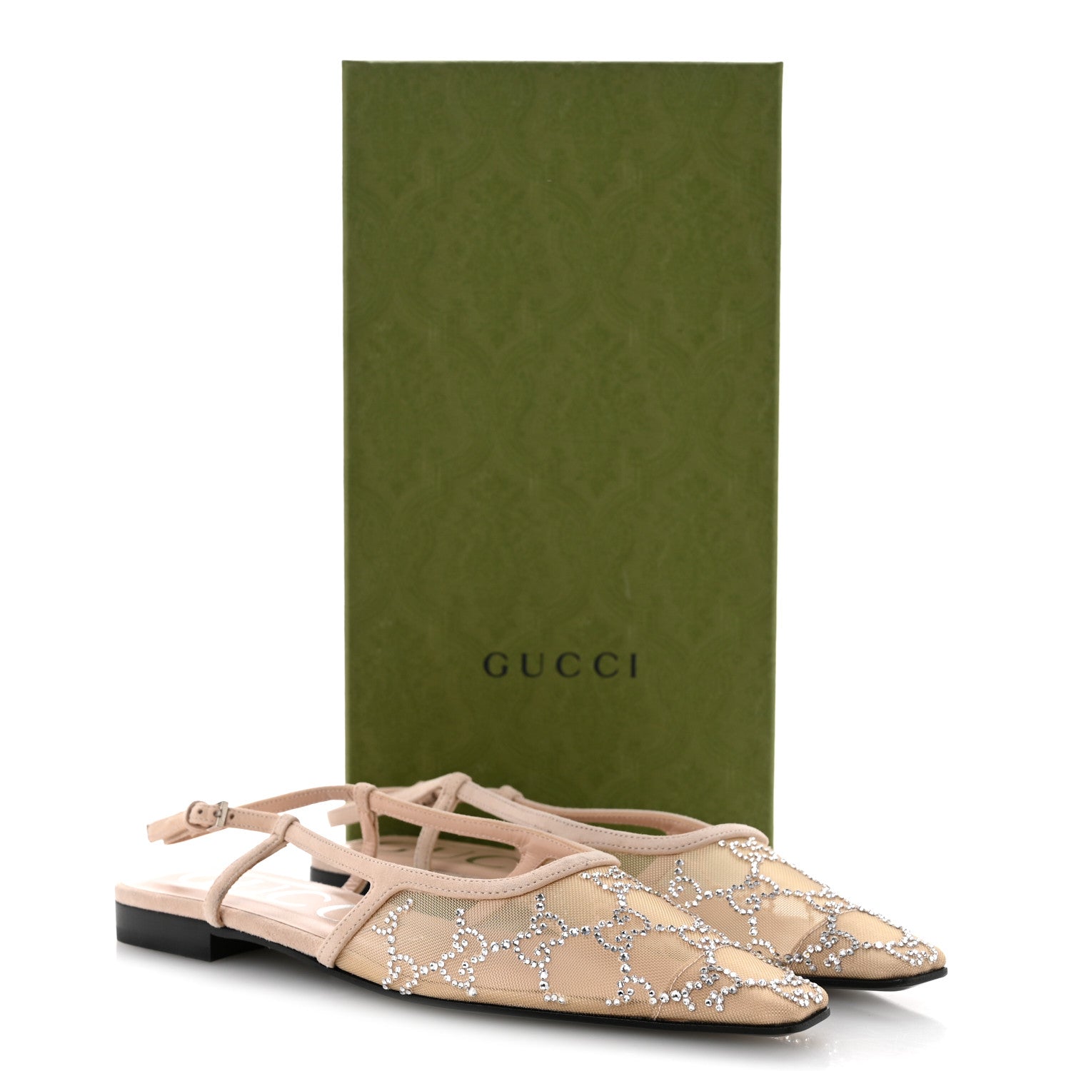 Suede Mesh Crystal GG Monogram Slingback Ballet Flats 36.5 Light Powder Skin Rose 37 Light Powder Skin Rose 36.5 Light Powder Skin Rose