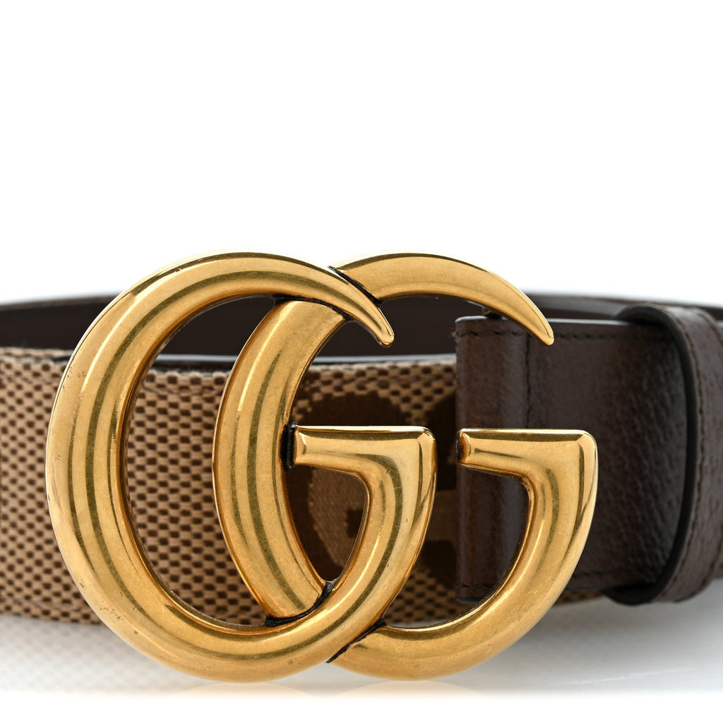 Monogram Jumbo GG Textured Dollar Calfskin Double G 40mm Belt 100 40 Camel Ebony