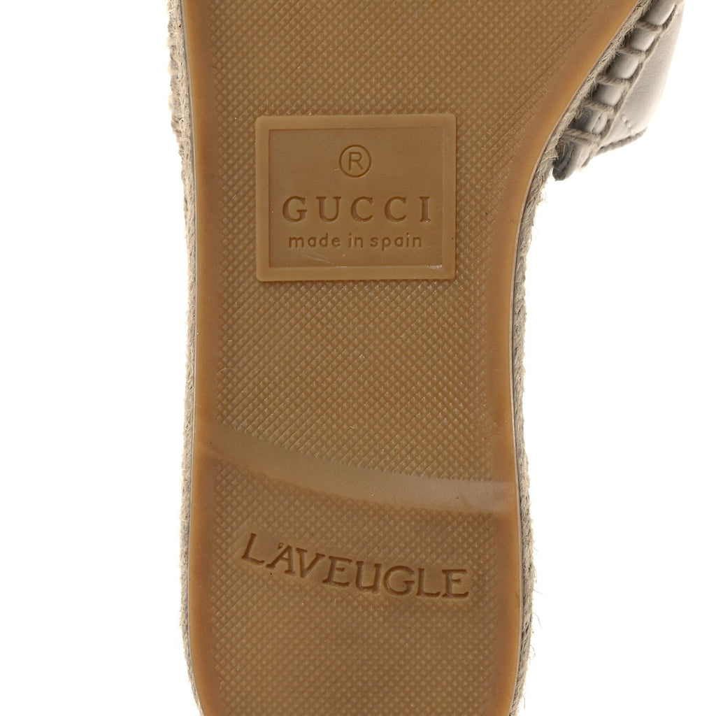 Nappa Matelasse GG Marmont Espadrille Slide Sandals 35 Great White