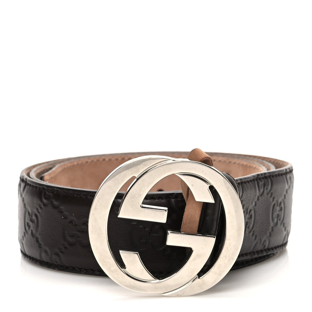 Calfskin Interlocking G Belt 95 38 Dark Brown