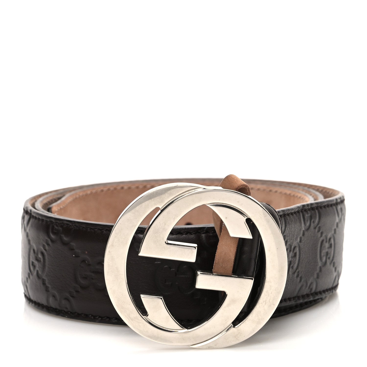 Calfskin Interlocking G Belt 95 38 Dark Brown