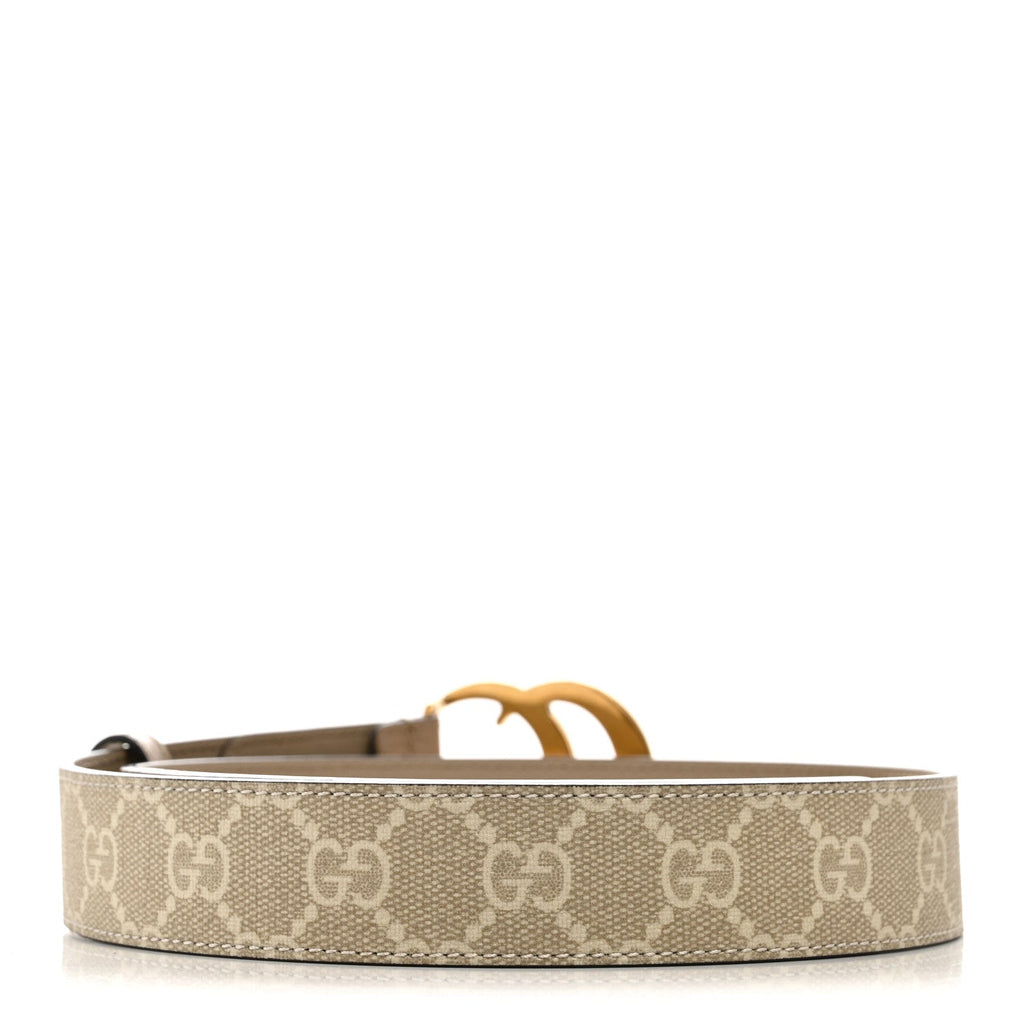 GG Supreme Monogram Matte Plutone Calfskin Double G 40mm Belt 75 30 Beige Mystic White Oatmeal