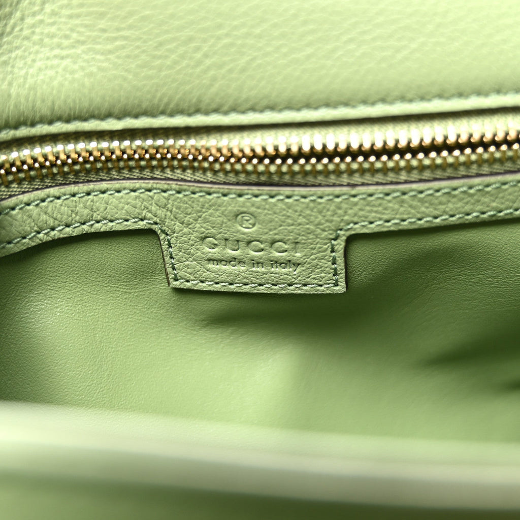 Roxy Calfskin Web Medium Blondie Top Handle Shoulder Flap Bag Salamander Green