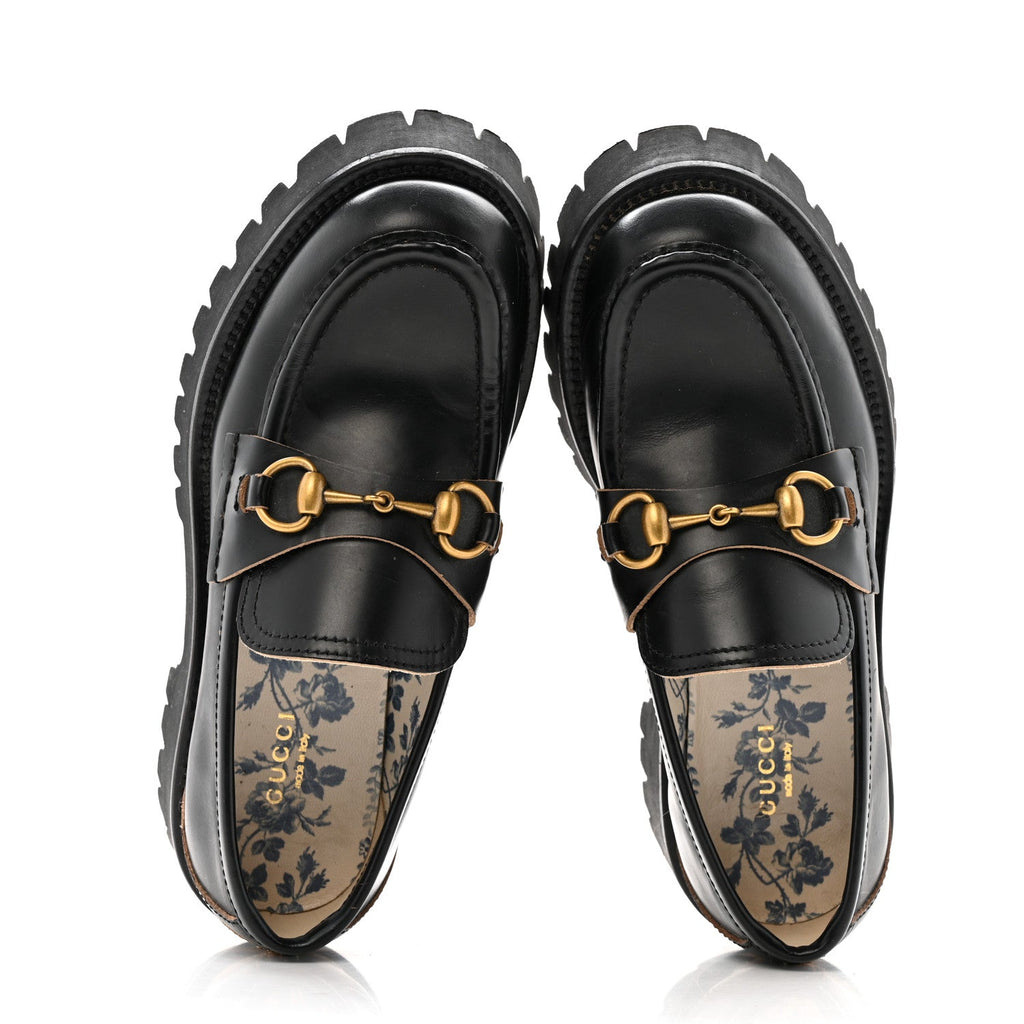 Cordovan Lux Womens Harald Horsebit 25mm Platform Loafers 40 Black 37.5 Black