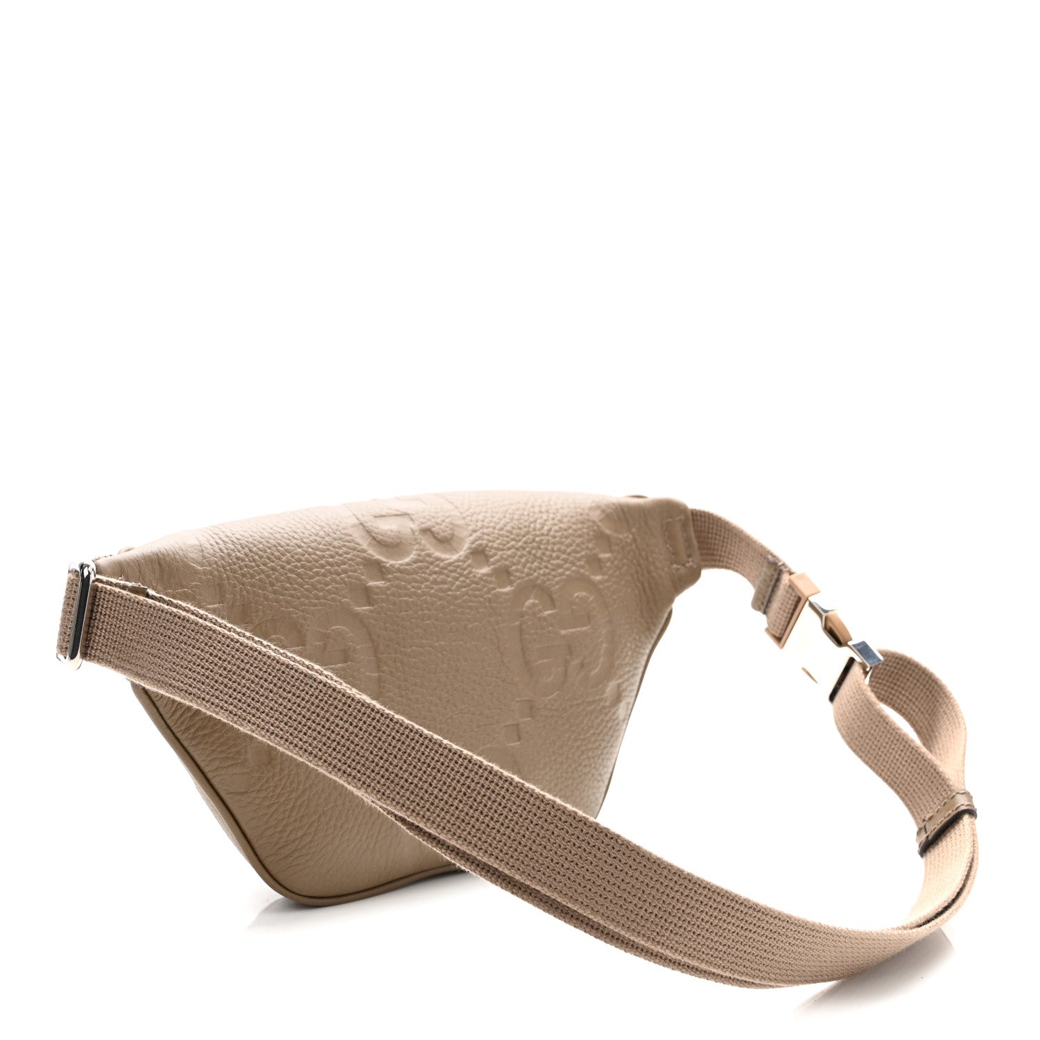 Piuma Calfskin Jumbo GG Embossed Small Belt Bag Good Taupe