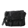 Nylon Monogram Double Buckle Flap Messenger Bag Black