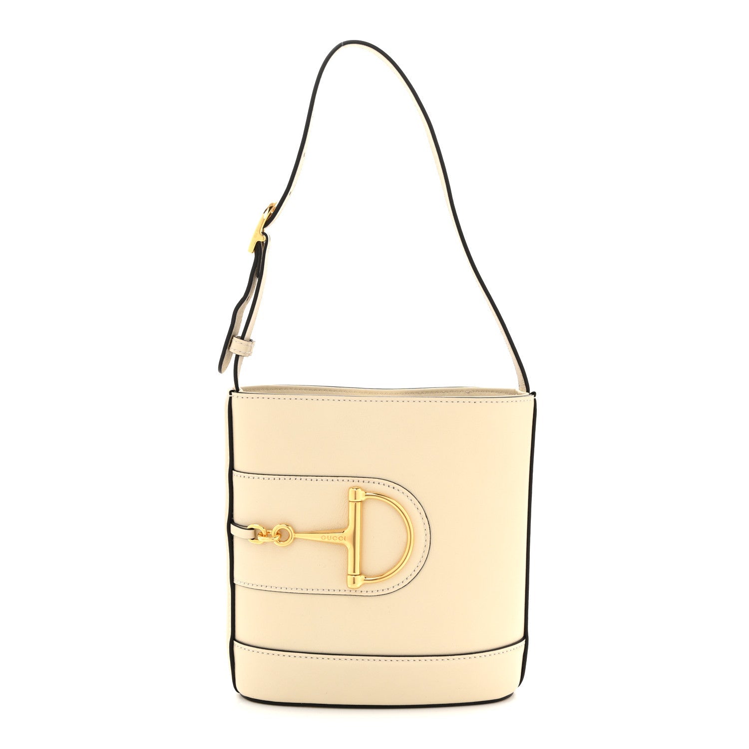 Arabella Calfskin Horsebit 73 Mini Bucket Bag White