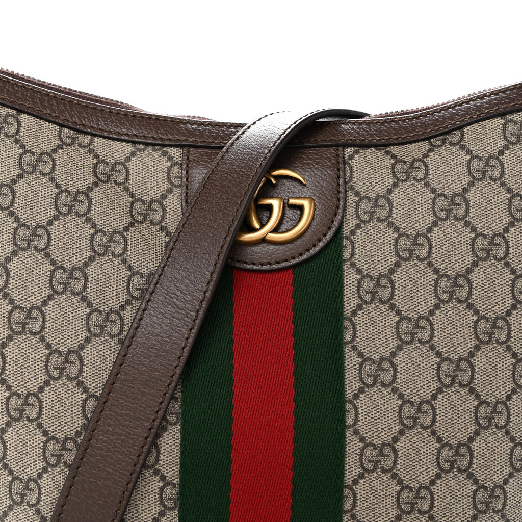 GG Supreme Monogram Web Small Ophidia Half Moon Hobo Brown