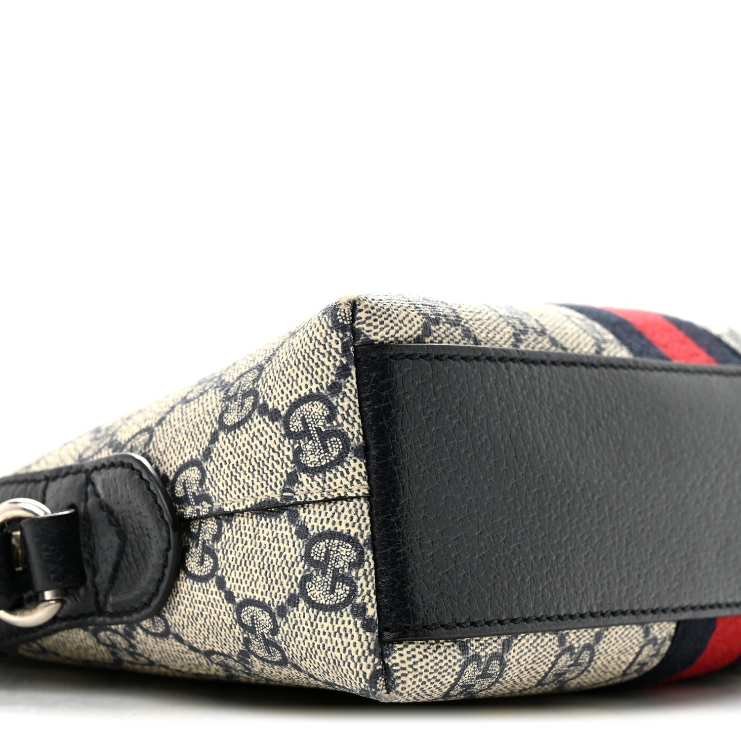 GG Supreme Monogram Textured Dollar Calfskin Web Small Ophidia Dome Shoulder Bag Beige Blue
