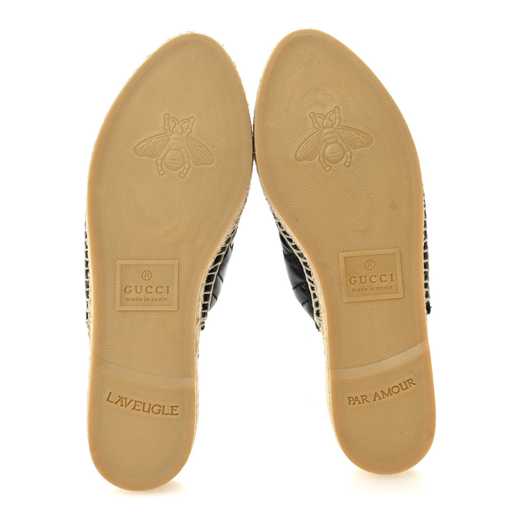 Nappa Matelasse GG Marmont Espadrille Slippers 36 Black