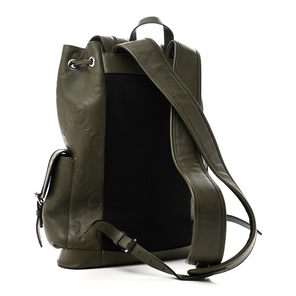 Piuma Calfskin Jumbo GG Embossed Double Buckle Backpack Dark Vintage Olive