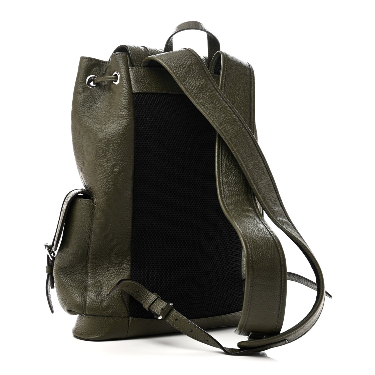 Piuma Calfskin Jumbo GG Embossed Double Buckle Backpack Dark Vintage Olive