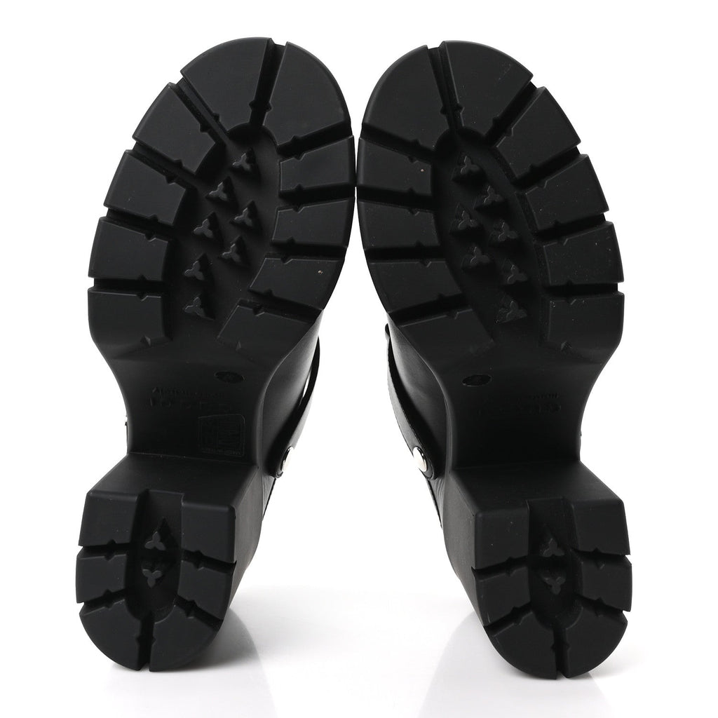 Real Betis Glamour Calfskin Horsebit Platform Mules 37 Black