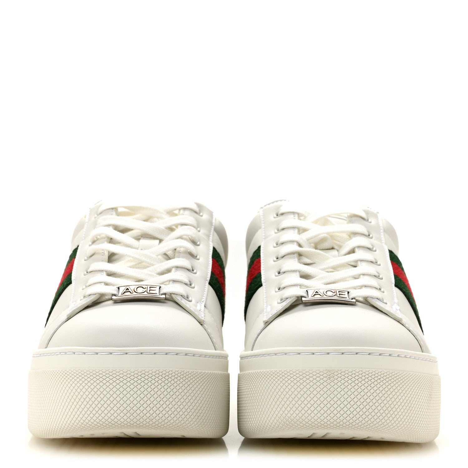 Ultralight Plume Calfskin Web Womens Ace Platform Sneakers 38.5 White
