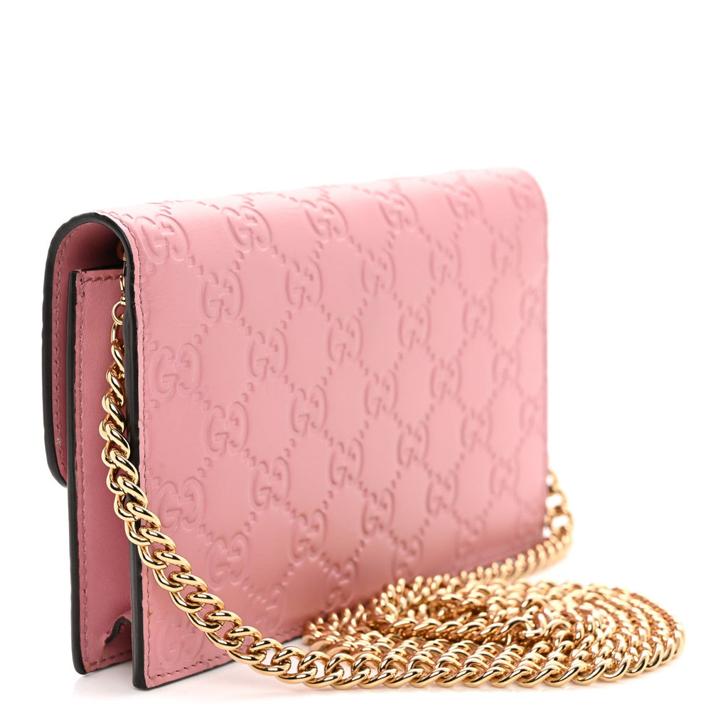Guccissima Icon Chain Wallet Carmine Rose