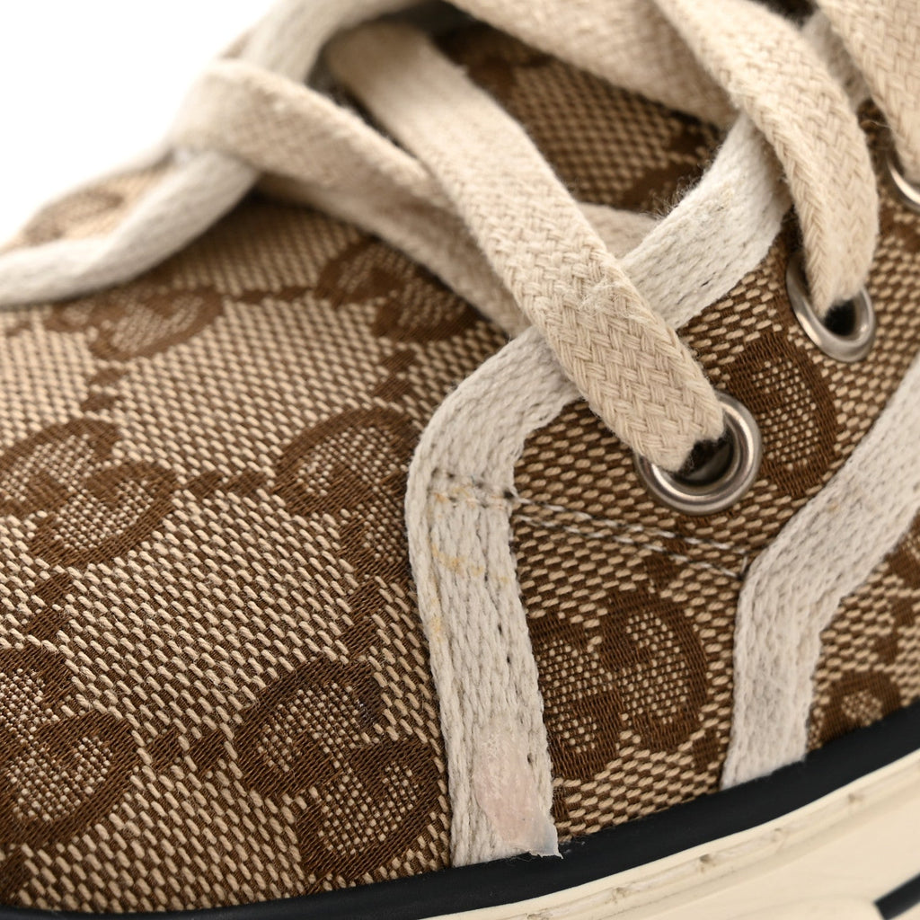 GG Monogram Web Womens 1977 Tennis Sneakers 40.5 Beige Ebony Mystic White