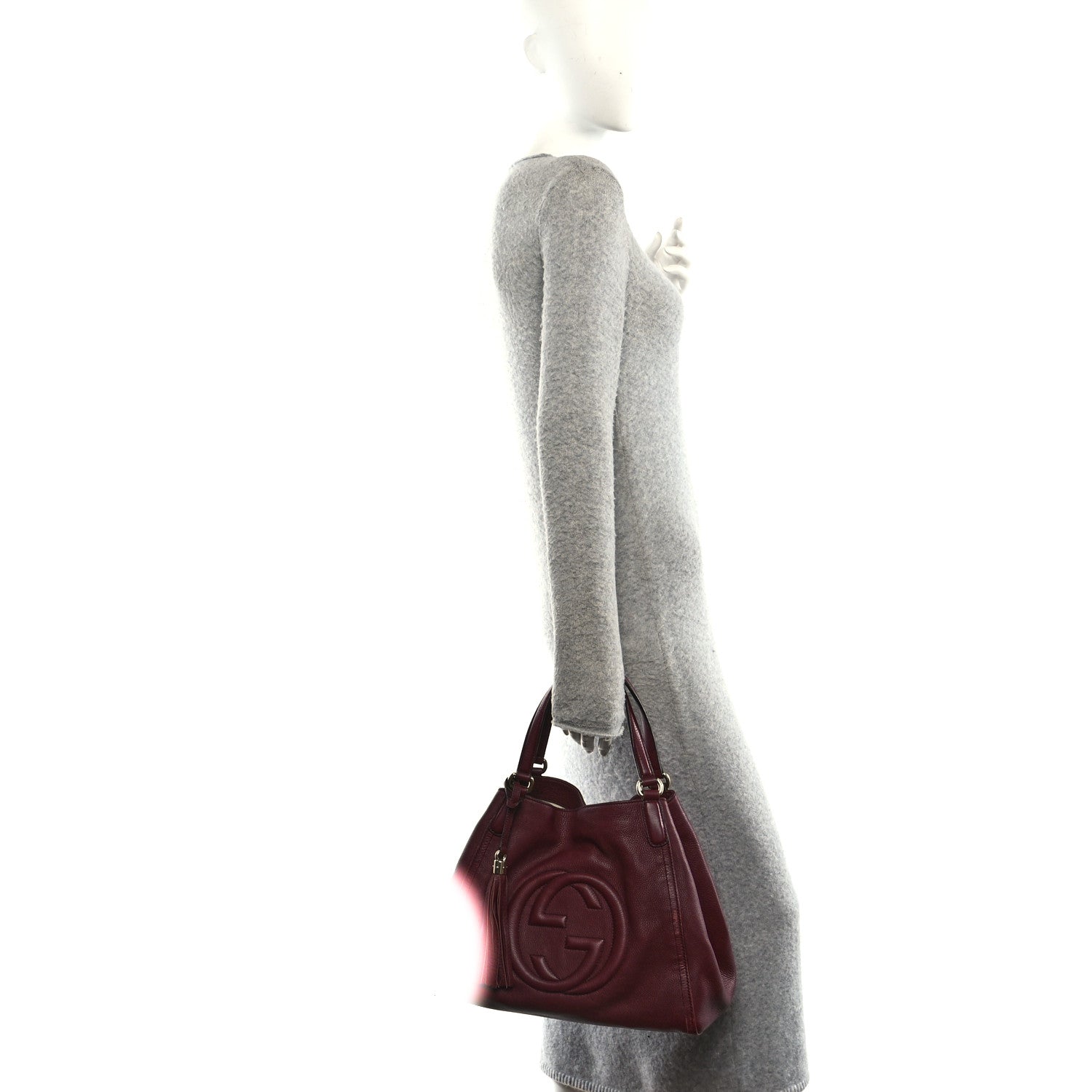 Pebbled Calfskin Medium Soho Shoulder Bag Bordeaux