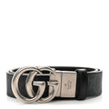 GG Supreme Monogram Plutone Calfskin Palladium Double G Reversible 30mm Belt 70 28 Black