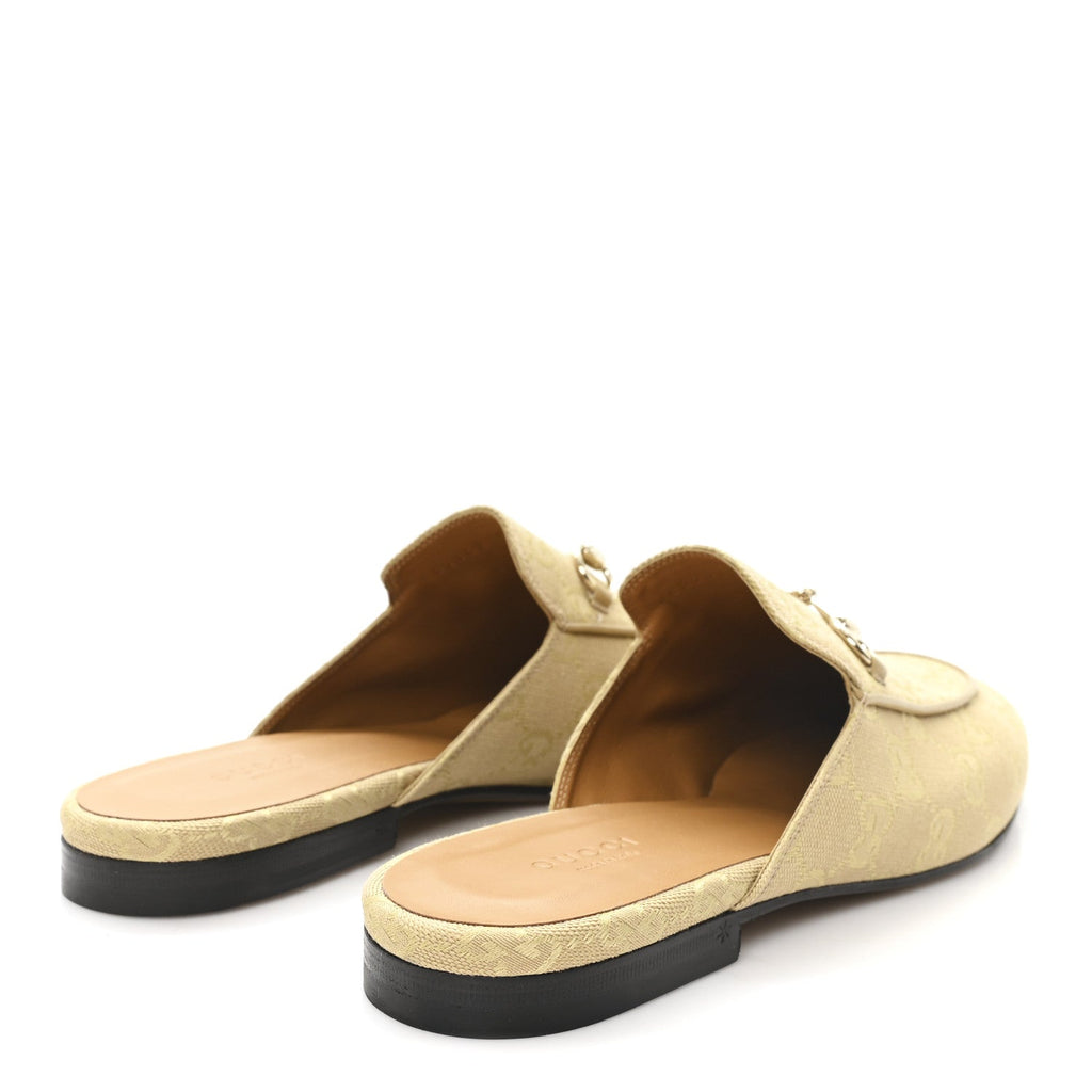 GG Monogram Canvas Womens Princetown Slippers 40.5 Egypt Salt