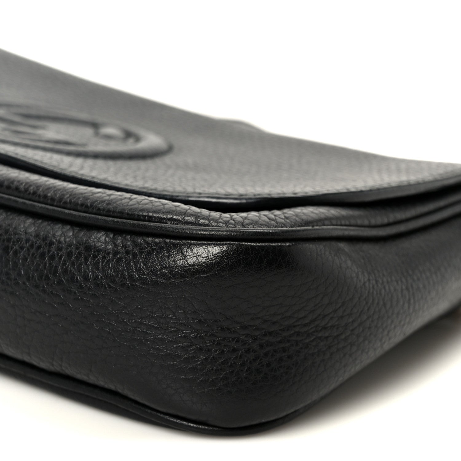 Pebbled Calfskin Medium Soho Flap Crossbody Black
