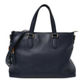 Calfskin Bamboo Tassel Top Handle Tote Blue