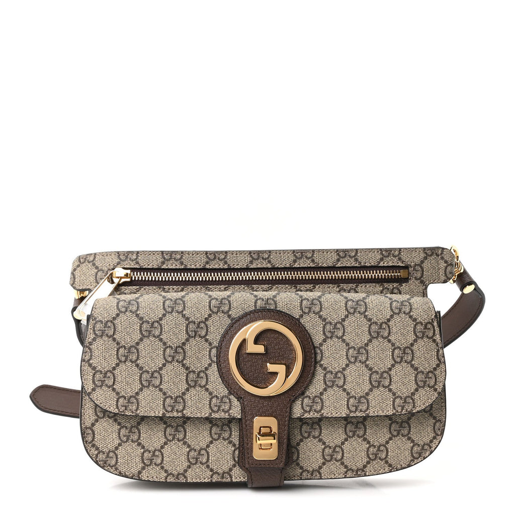GG Supreme Monogram Textured Dollar Calfskin Blondie Belt Bag Beige Ebony New Acero