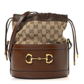 Monogram Textured Calfskin Horsebit 1955 Drawstring Bucket Bag Beige Brown Sugar