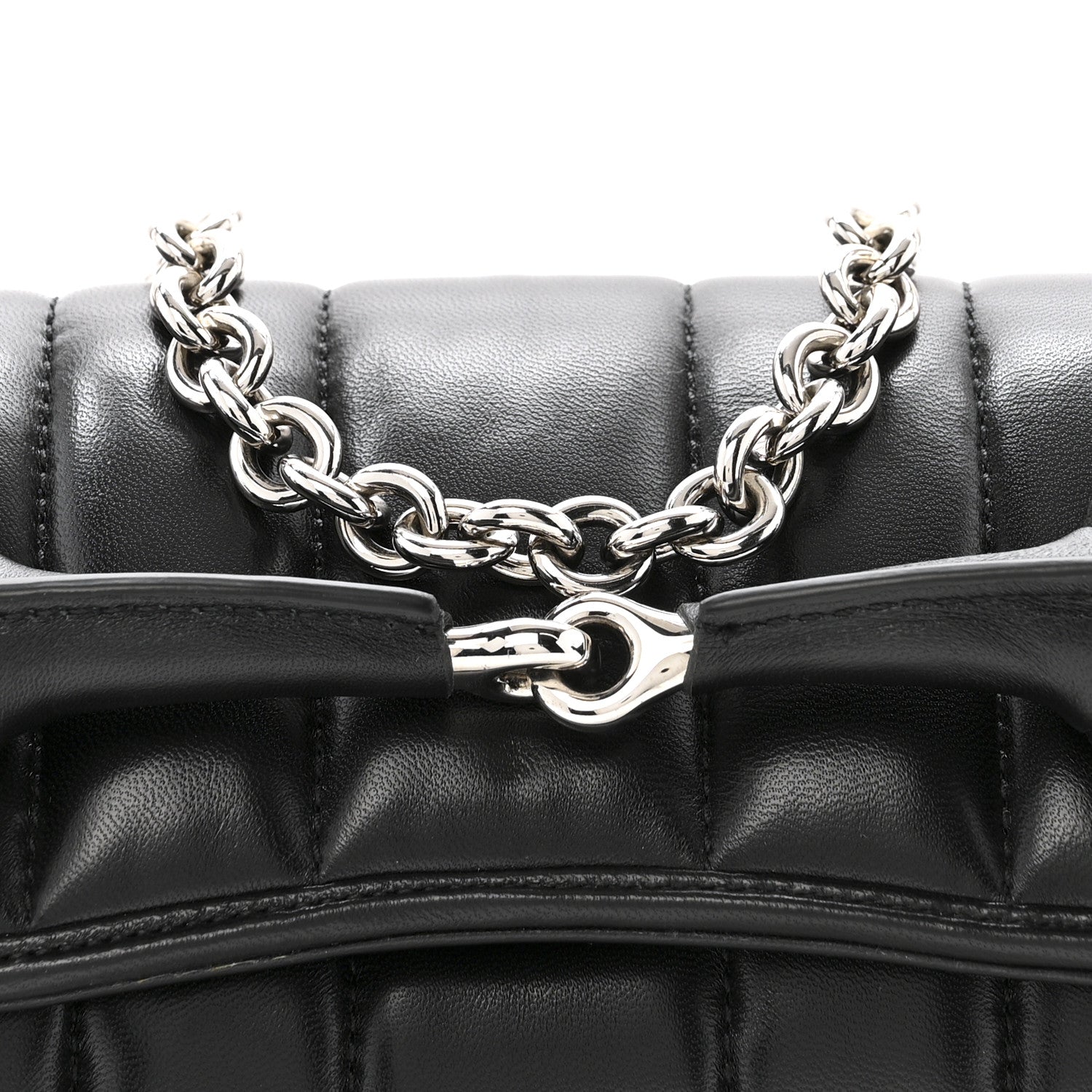 Nappa Vertical Matelasse Small Maxi Horsebit Chain Shoulder Bag Black