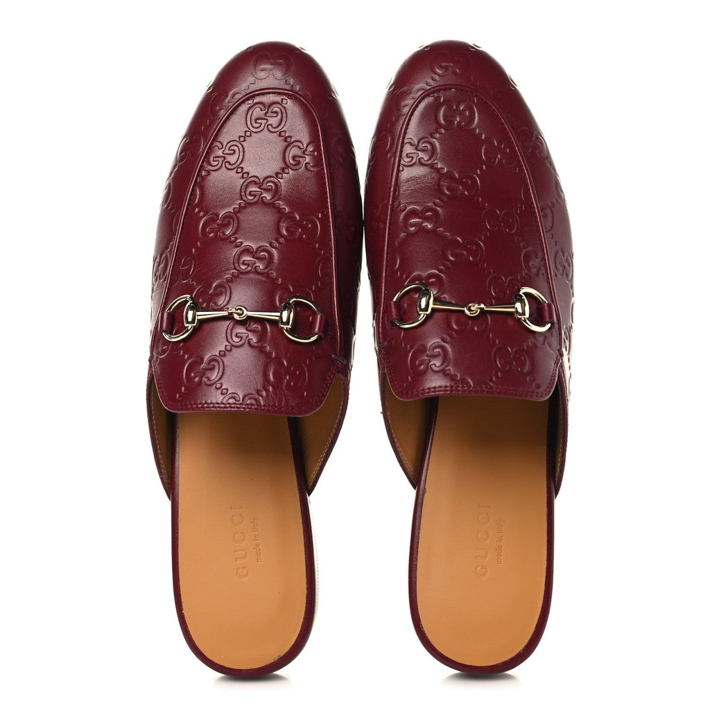 Glamour Calfskin Guccissima Womens Princetown Slippers 39 Rosso Ancora
