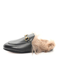 Calfskin Fur Womens Princetown Slippers 35 Black