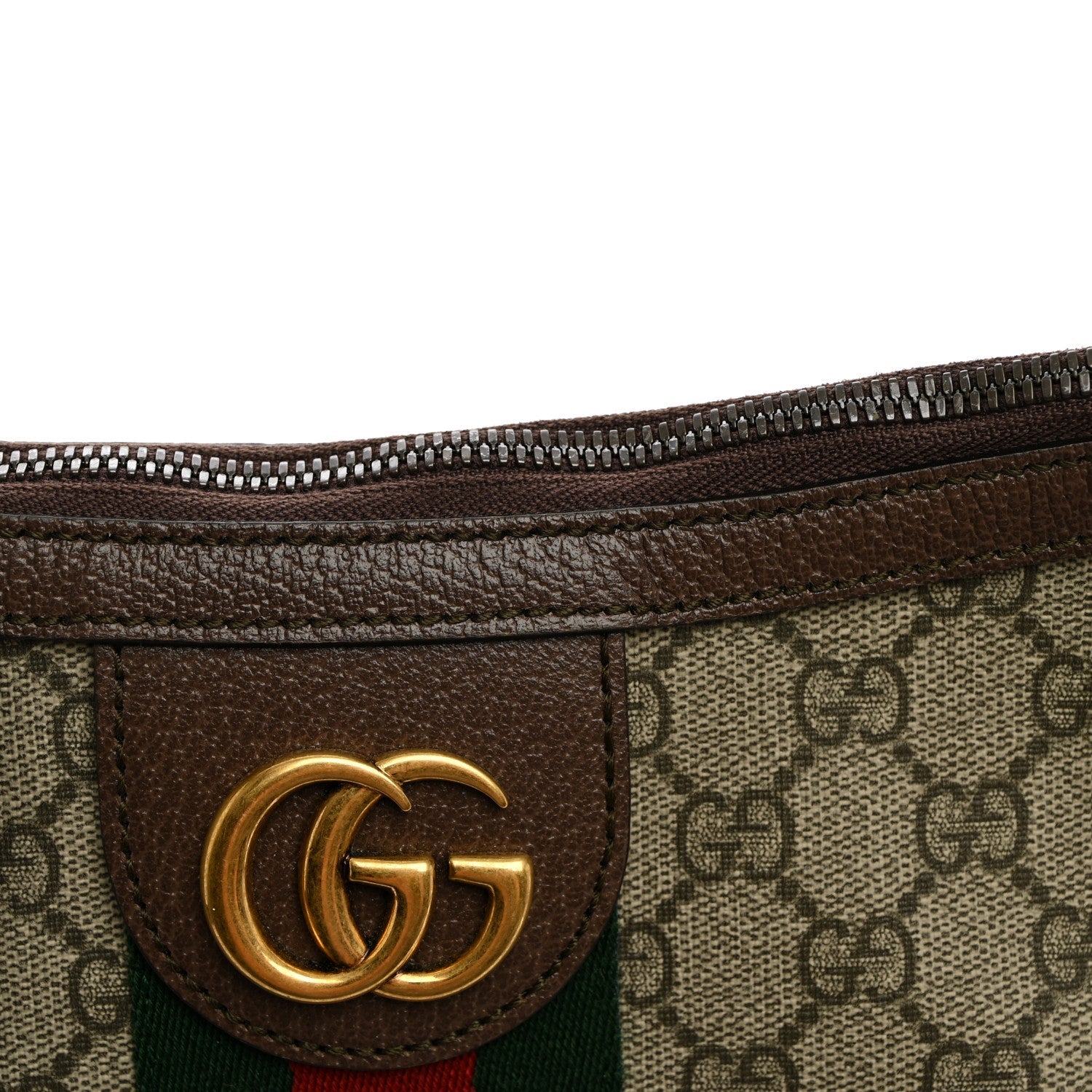 GG Supreme Monogram Web Small Ophidia Half Moon Hobo Brown