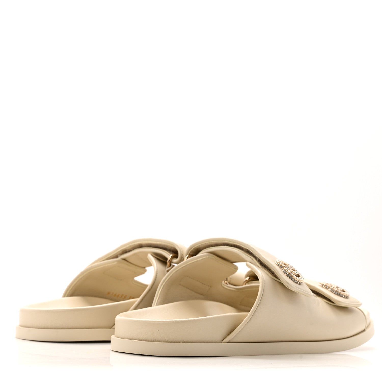 Calfskin Double G Crystal Womens Isla Dad Sandals 39 Ivory