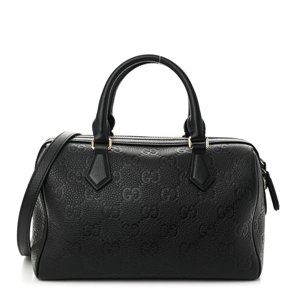 Calfskin GG Emblem Small Top Handle Bag Black