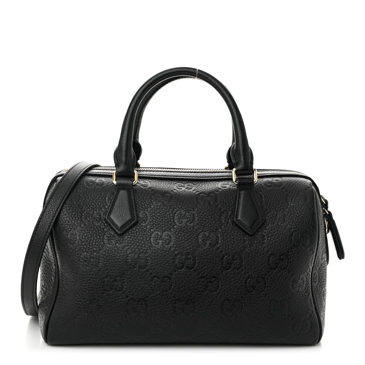 Calfskin GG Emblem Small Top Handle Bag Black