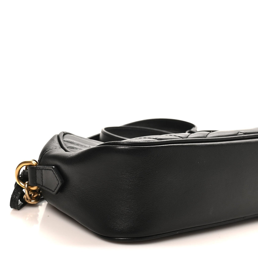 Calfskin Matelasse Small GG Marmont Chain Shoulder Bag Black